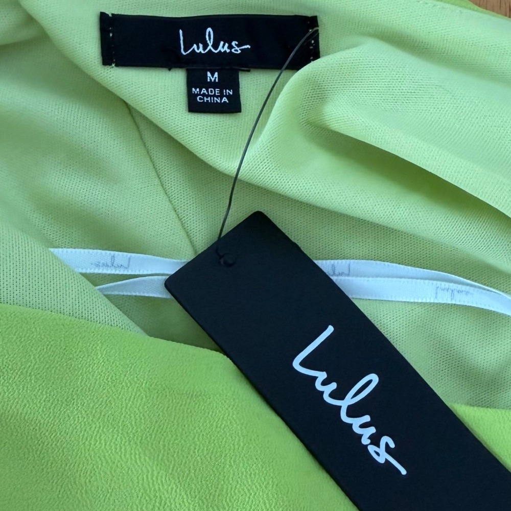 Lulu's Neon Lime Tiered V-Neck Prom Dress - Picture 14 of 16